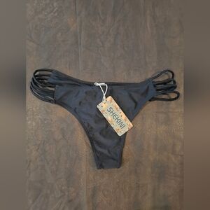 ❗NWT Shekini Black Strap Bikini Bottom Size Large